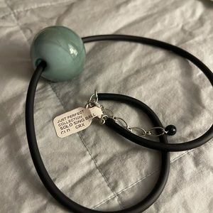 Rubber cord and glass ball necklace